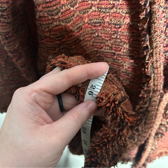 Chico’s Textured Fringe-Trim Burnt Orange Textured Cardigan Size 1 - Picture 6 of 9